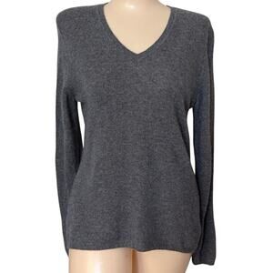 Gray Cashmere Sweater Women Medium Old Money Preppy Minimalist‎ Classic Capsule